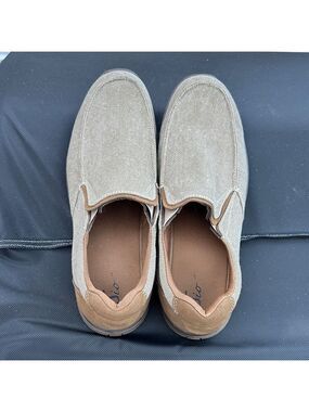 SIO Mens Casual Tan/Brown Slip-On Loafers Fabric upper contrasting heal patch 12